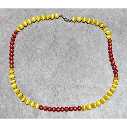 Red And Yellow Cat Eye Necklace