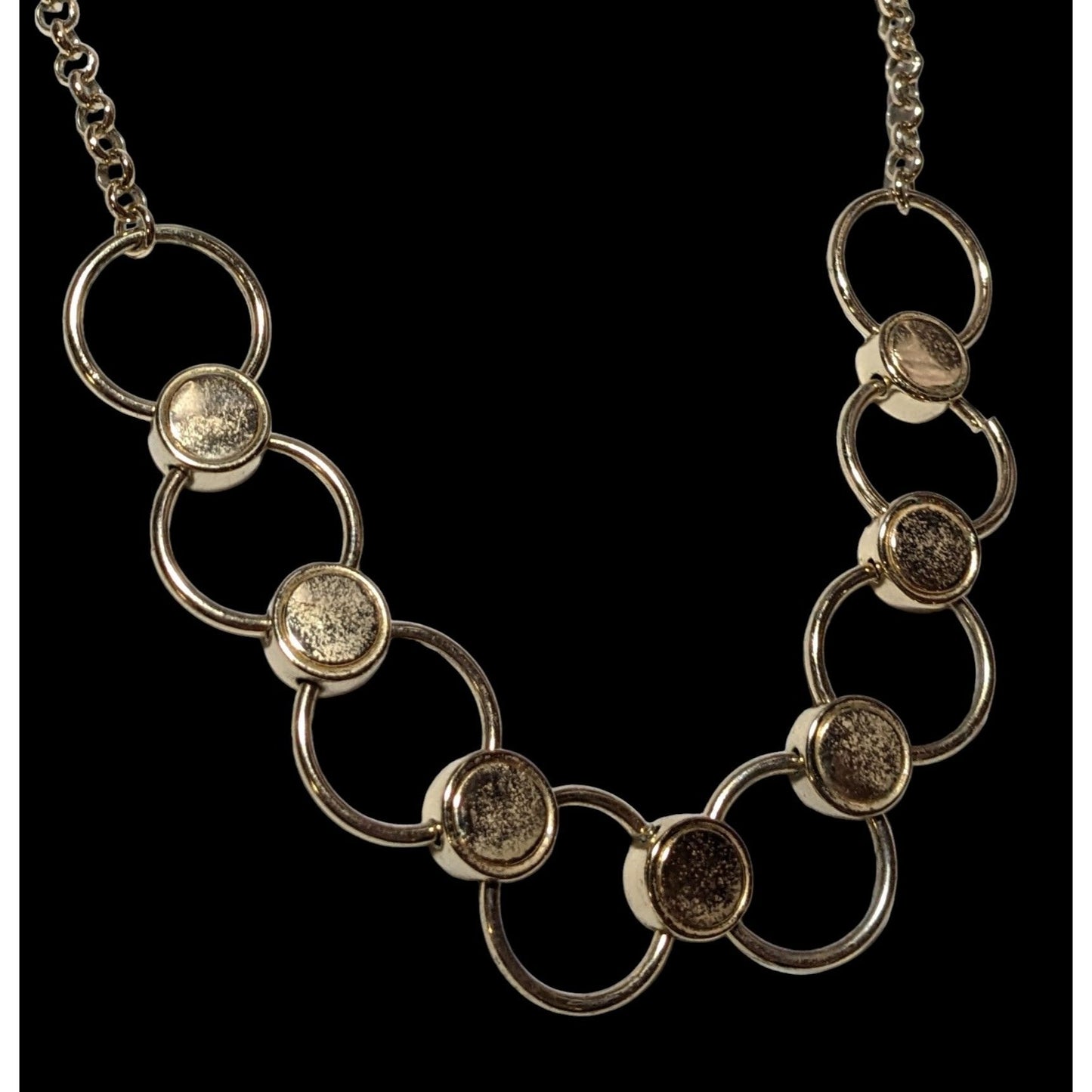 Unique Modern Interlinked Gold Ring Necklace