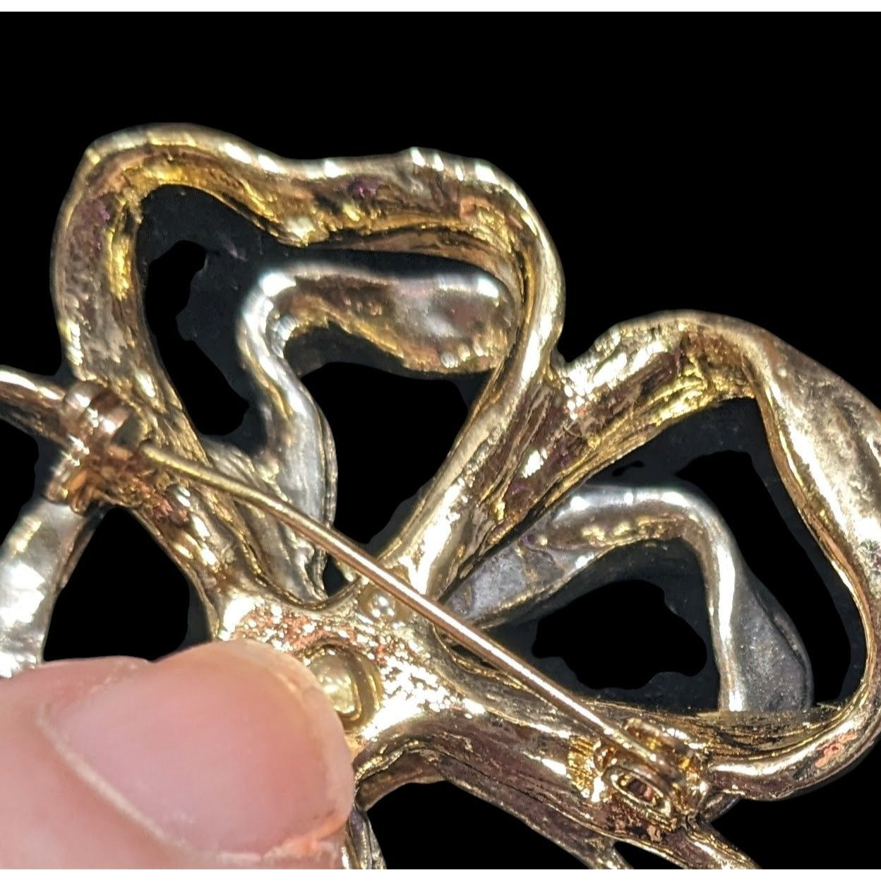 Vintage Macy's Holiday Lane Silver And Gold Tone Floral Brooch