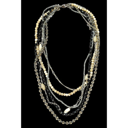 Multilayer Mother Of Pearl Glass Beaded Necklace