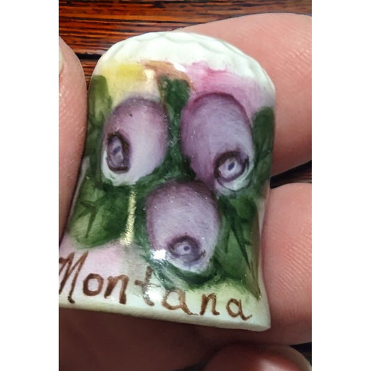 Vintage Hand Painted Souvenir Montana Thimble
