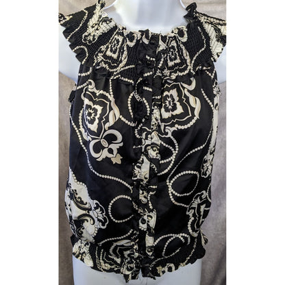 White House Black Market Black And White Floral Blouse