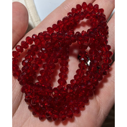 Red Faceted Glass Beaded Stretch Necklace