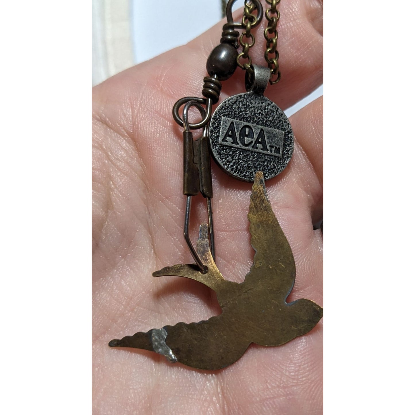 AEA Retro Flying Bird Initial Charm Necklace