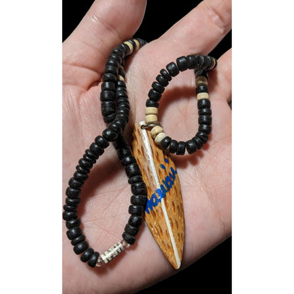 Hawaii Souvenir Wooden Beaded Surfboard Necklace