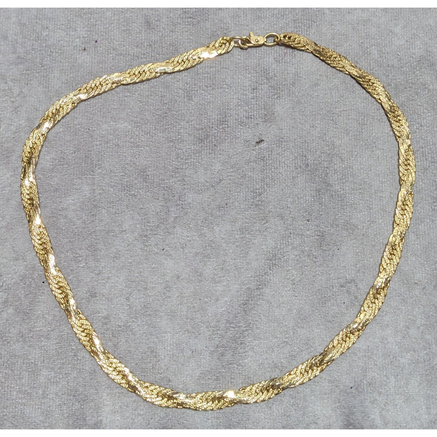 Vintage Bright Gold Flattened Rope Chain