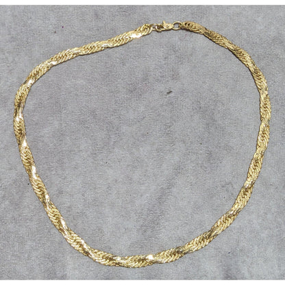 Vintage Bright Gold Flattened Rope Chain