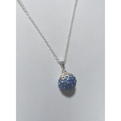 Sterling Blue And White Rhinestone Pendant Necklace