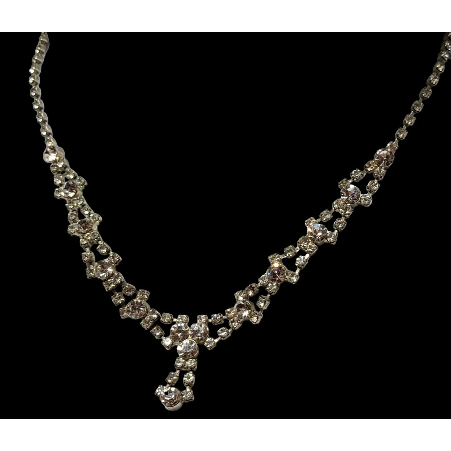 Vintage Silver Rhinestone Bridal Necklace