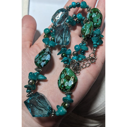 Chunky Turquoise Abstract Beaded Necklace