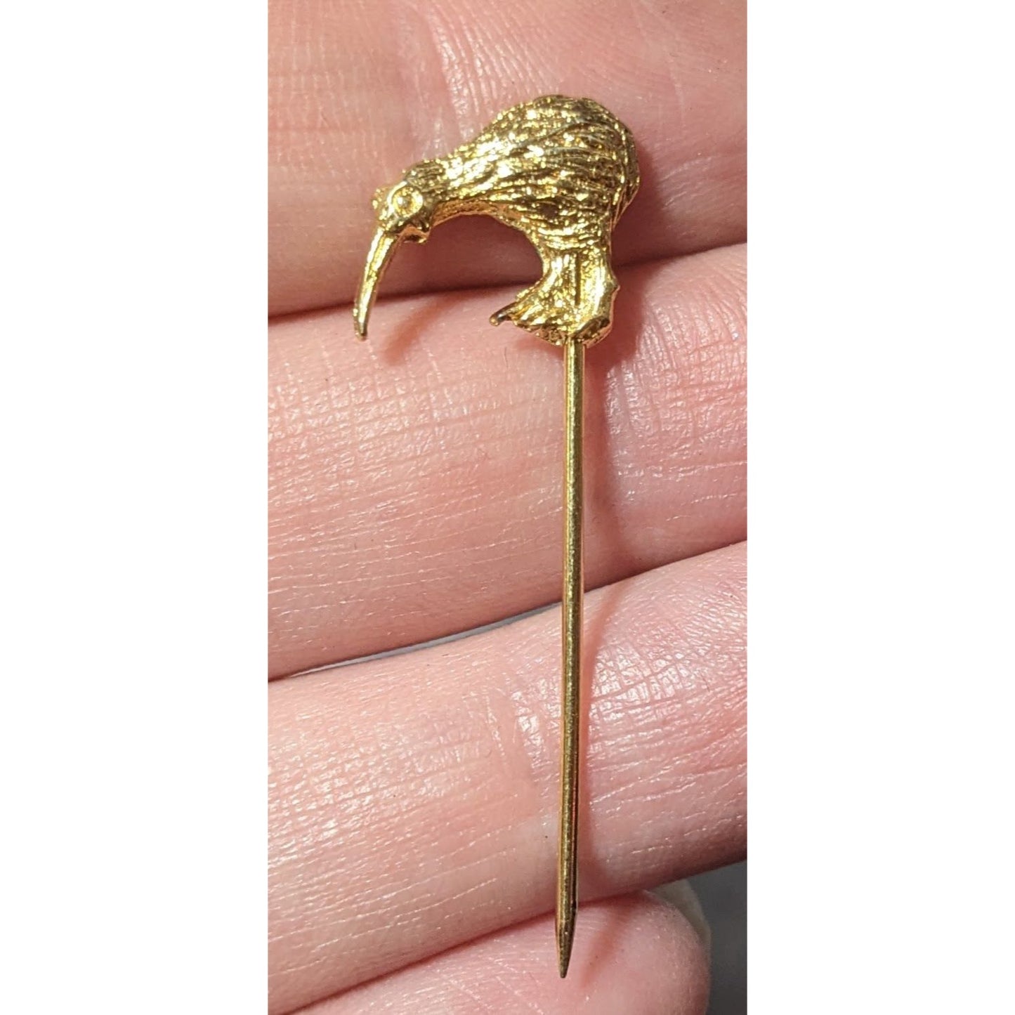 Vintage Kiwi Bird Gold Tone Collectible Stick Pin