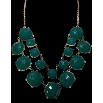 Y2K Glam Chunky Green Gemmed Statement Necklace