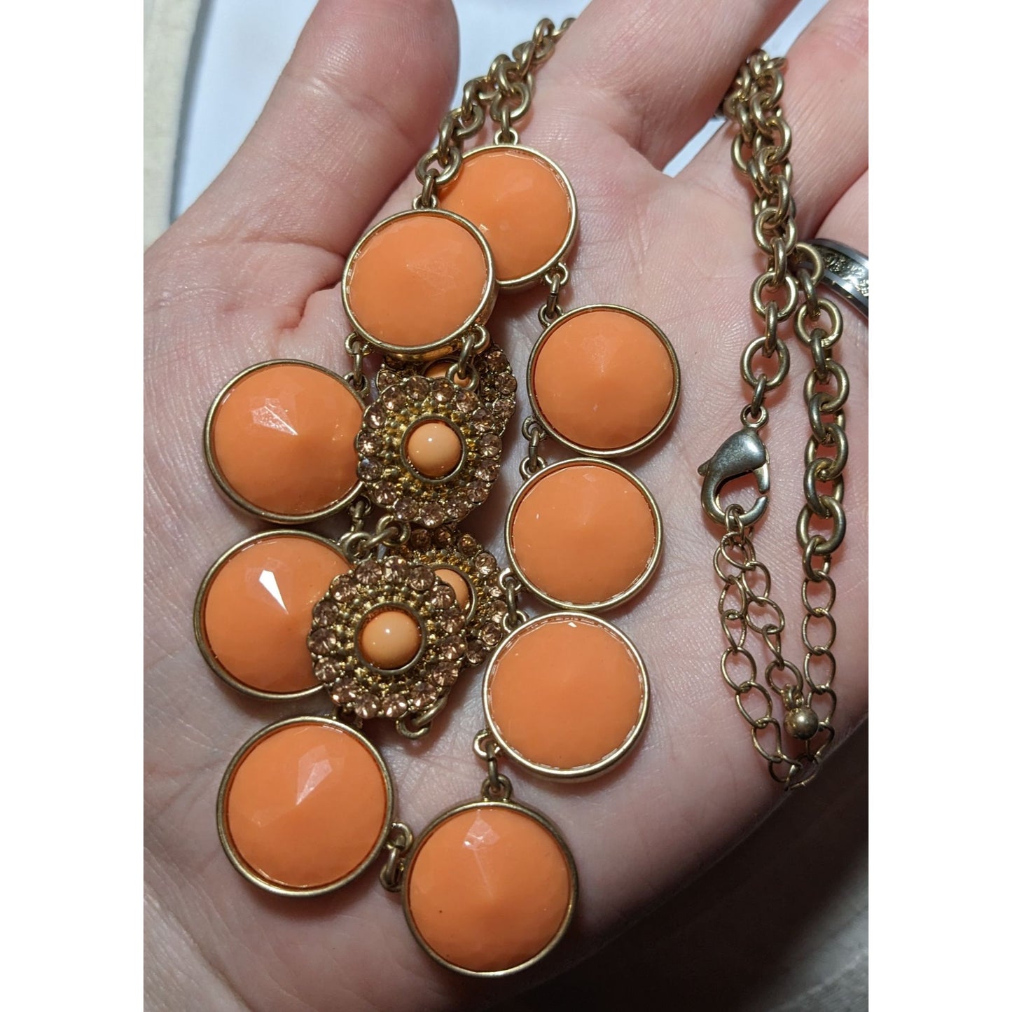 Y2K Orange Multilayer Gemmed Statement Necklace