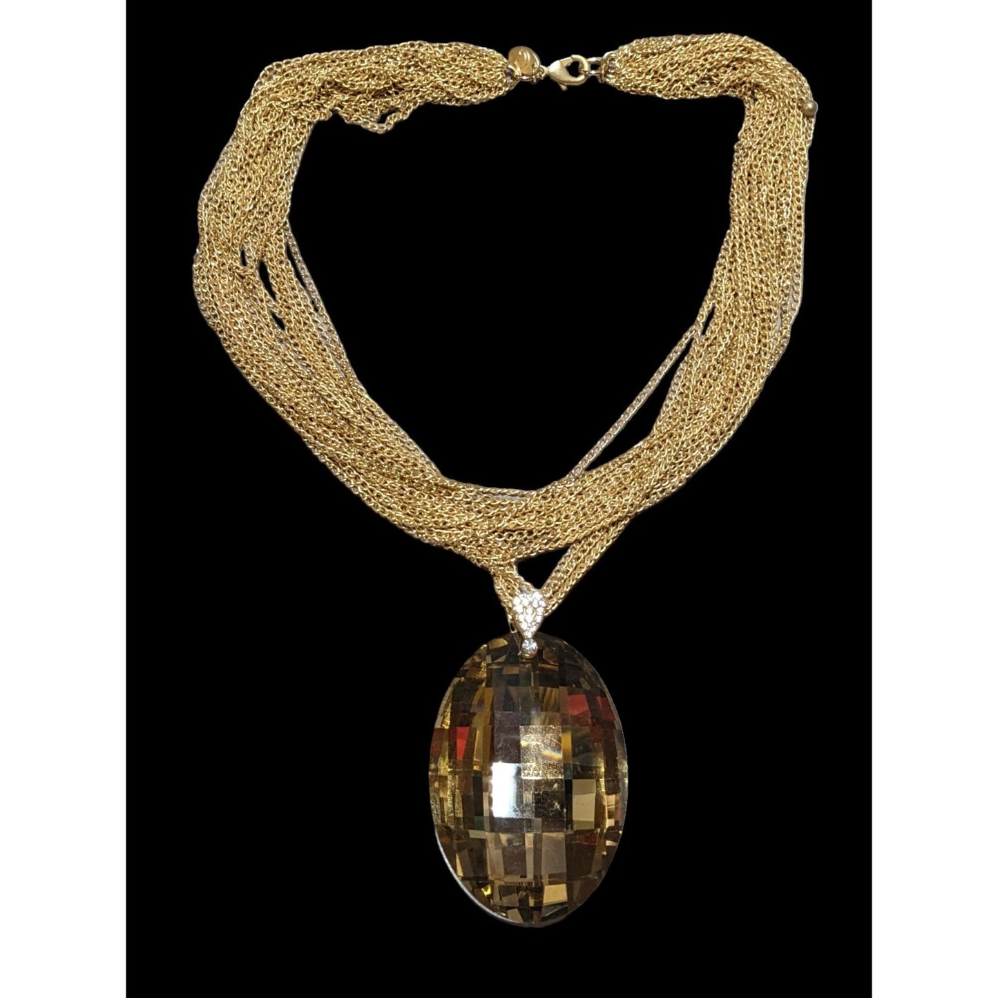 Charming Charlie Gold Glam Glass Necklace