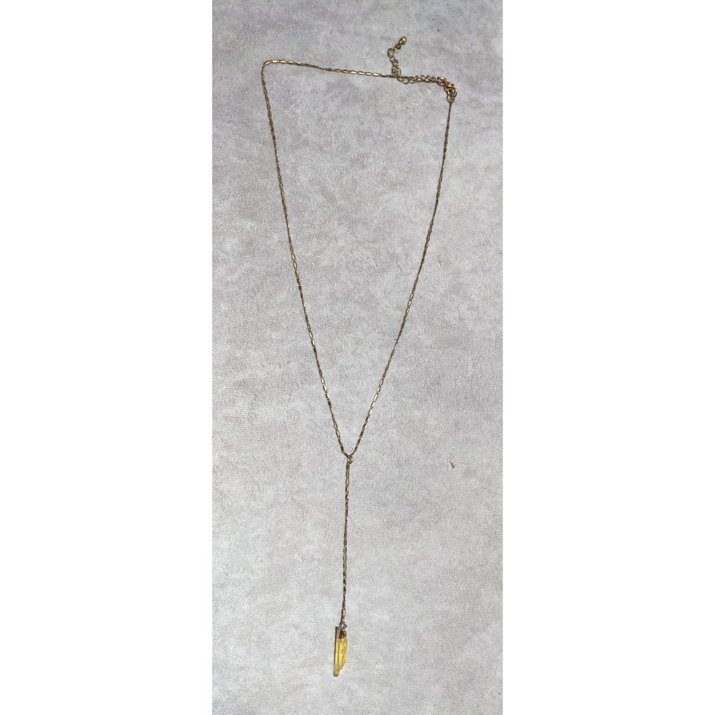 Yellow Crystal Pendant Gold Lariat Necklace