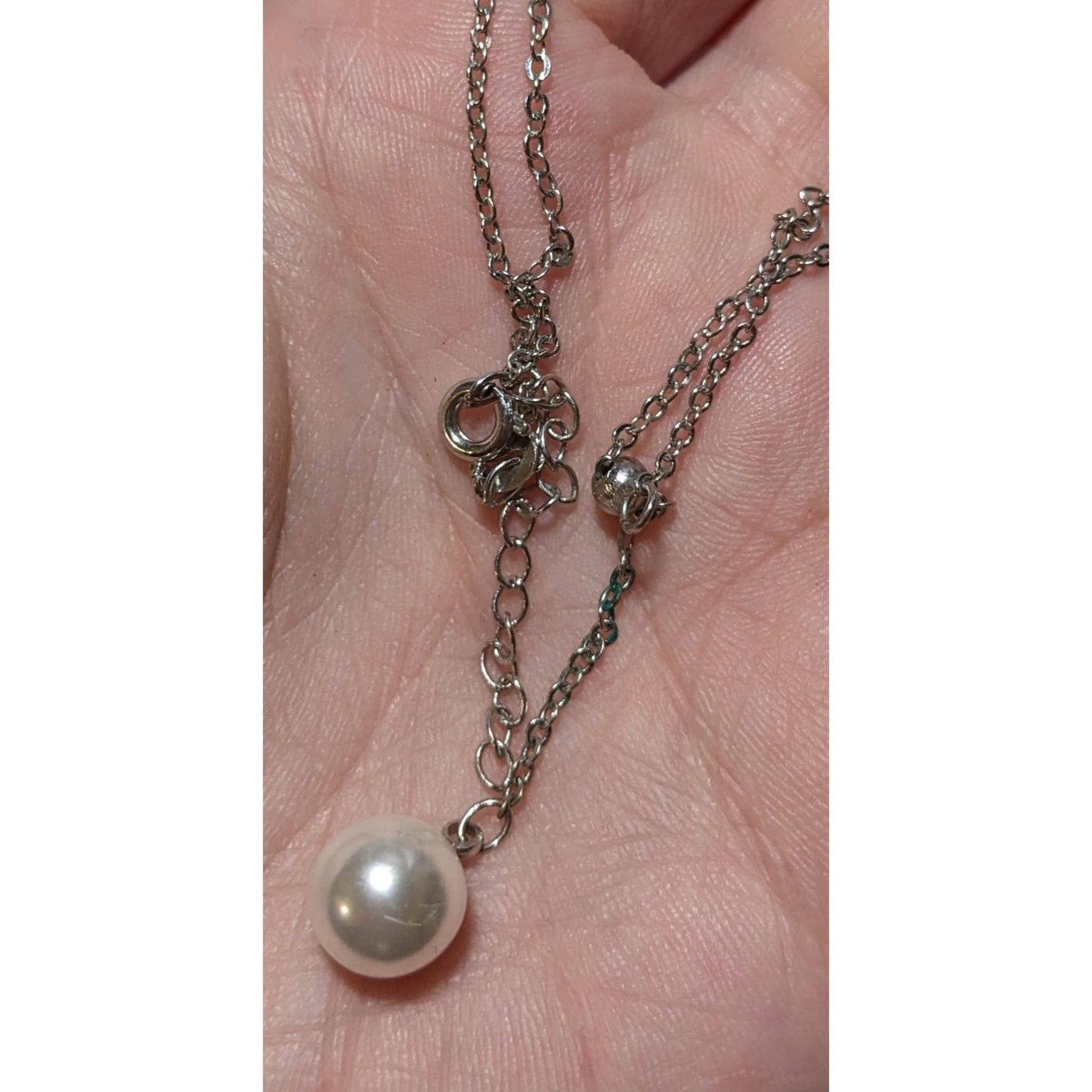 Minimalist Sterling Pearl Lariat Necklace