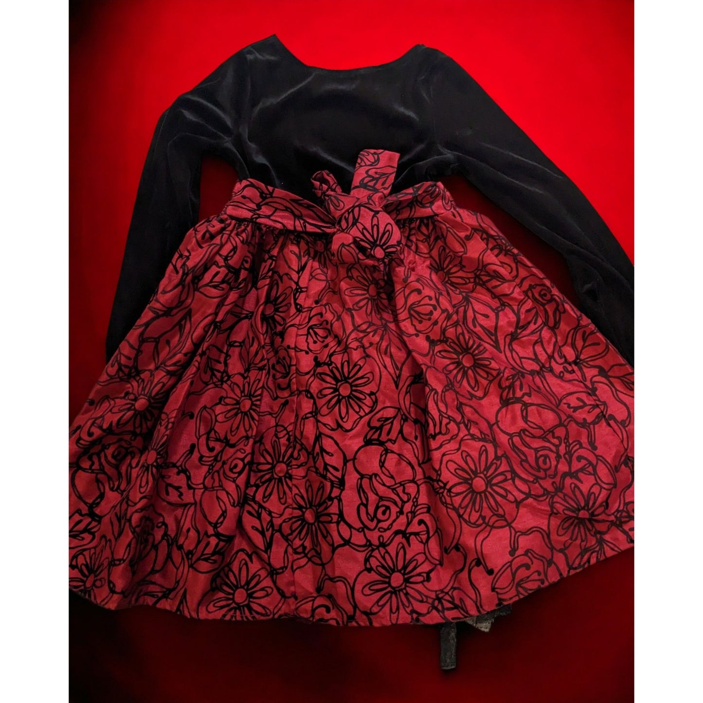 George Red And Black Floral Dress