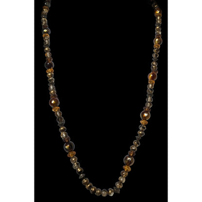 Earthy Retro Brown And Gold Beaded Necklace