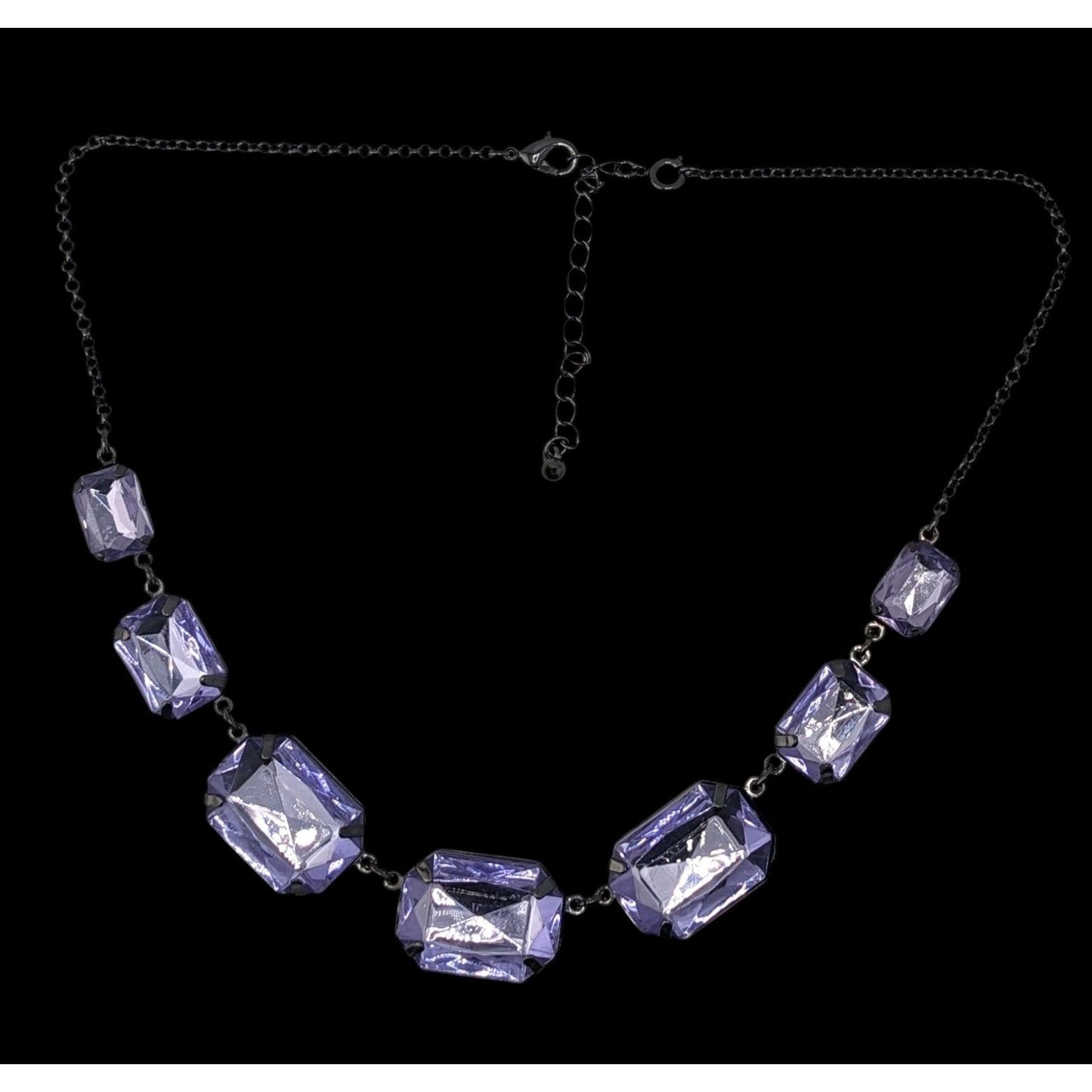 Vintage Goth Glam Y2K Avon Purple Faceted Glass Statement Necklace
