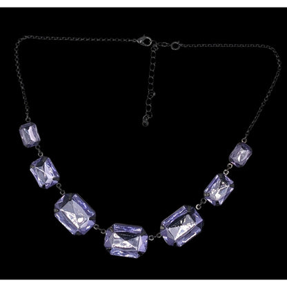Vintage Goth Glam Y2K Avon Purple Faceted Glass Statement Necklace