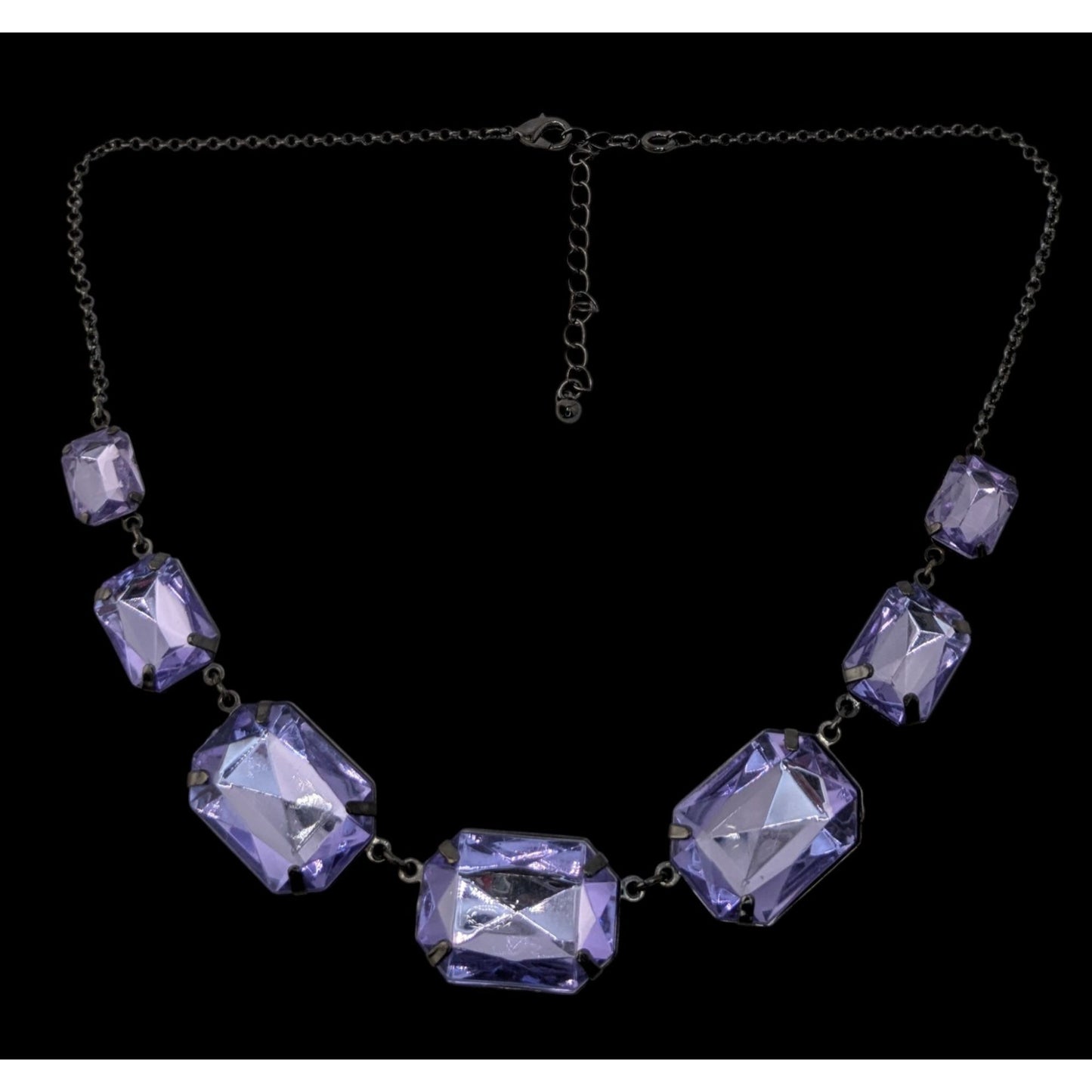 Vintage Goth Glam Y2K Avon Purple Faceted Glass Statement Necklace