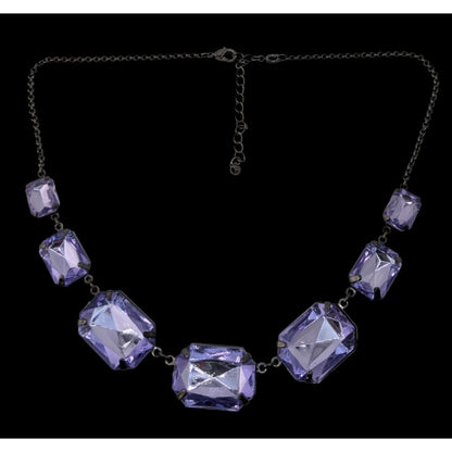 Vintage Goth Glam Y2K Avon Purple Faceted Glass Statement Necklace