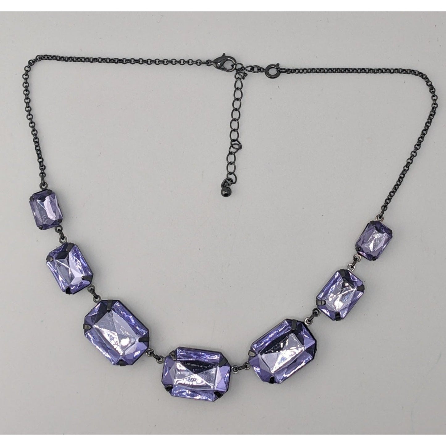 Vintage Goth Glam Y2K Avon Purple Faceted Glass Statement Necklace