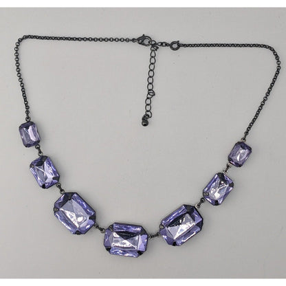 Vintage Goth Glam Y2K Avon Purple Faceted Glass Statement Necklace