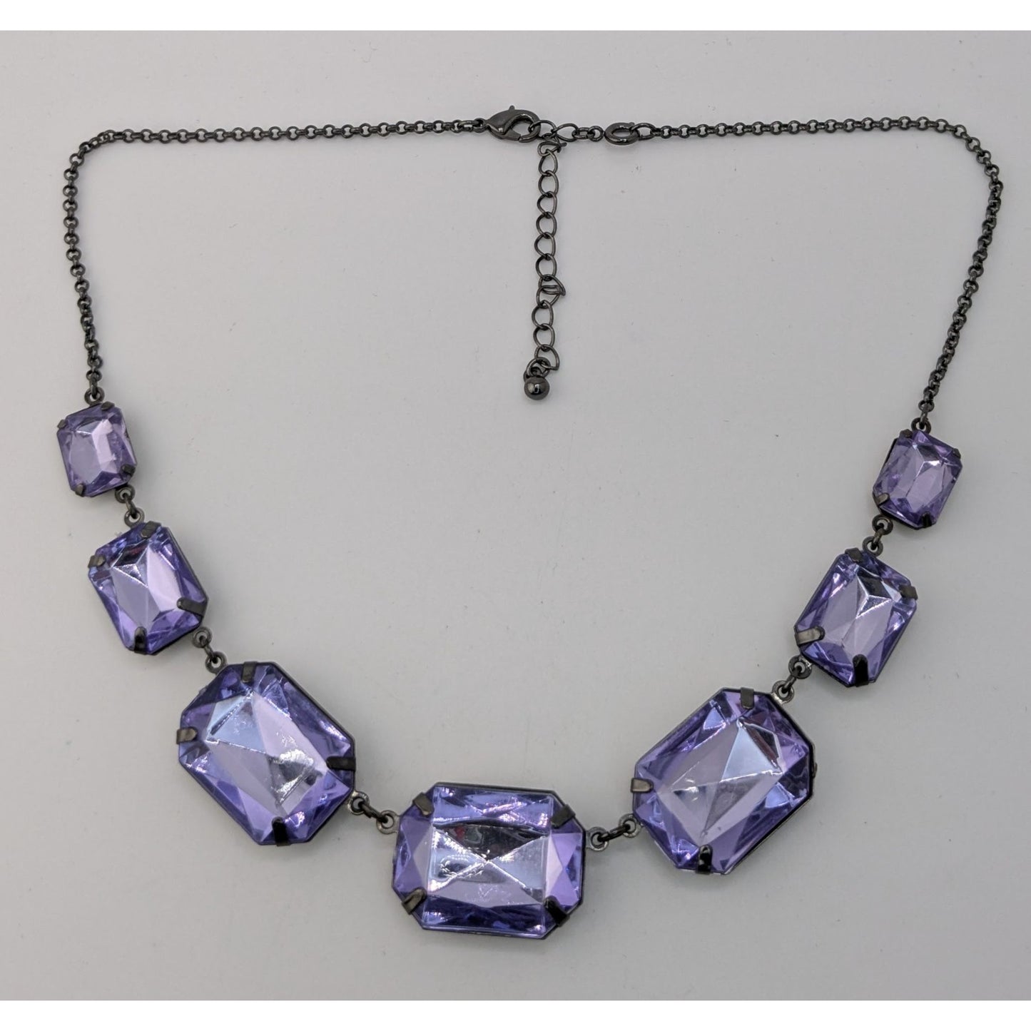 Vintage Goth Glam Y2K Avon Purple Faceted Glass Statement Necklace