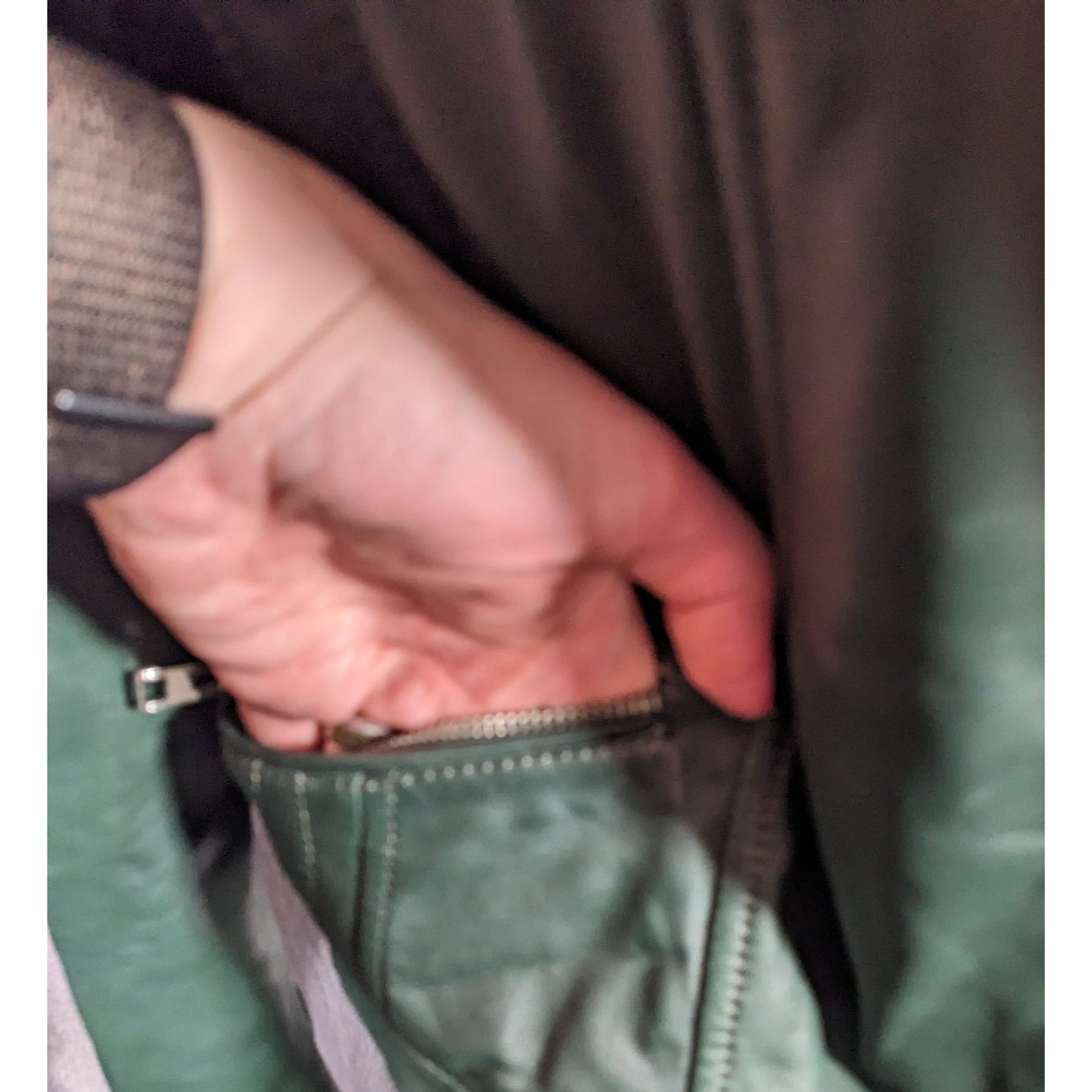 Corbani Green Quilted Shoulder Genuine Leather Moto Jacket Size Medium