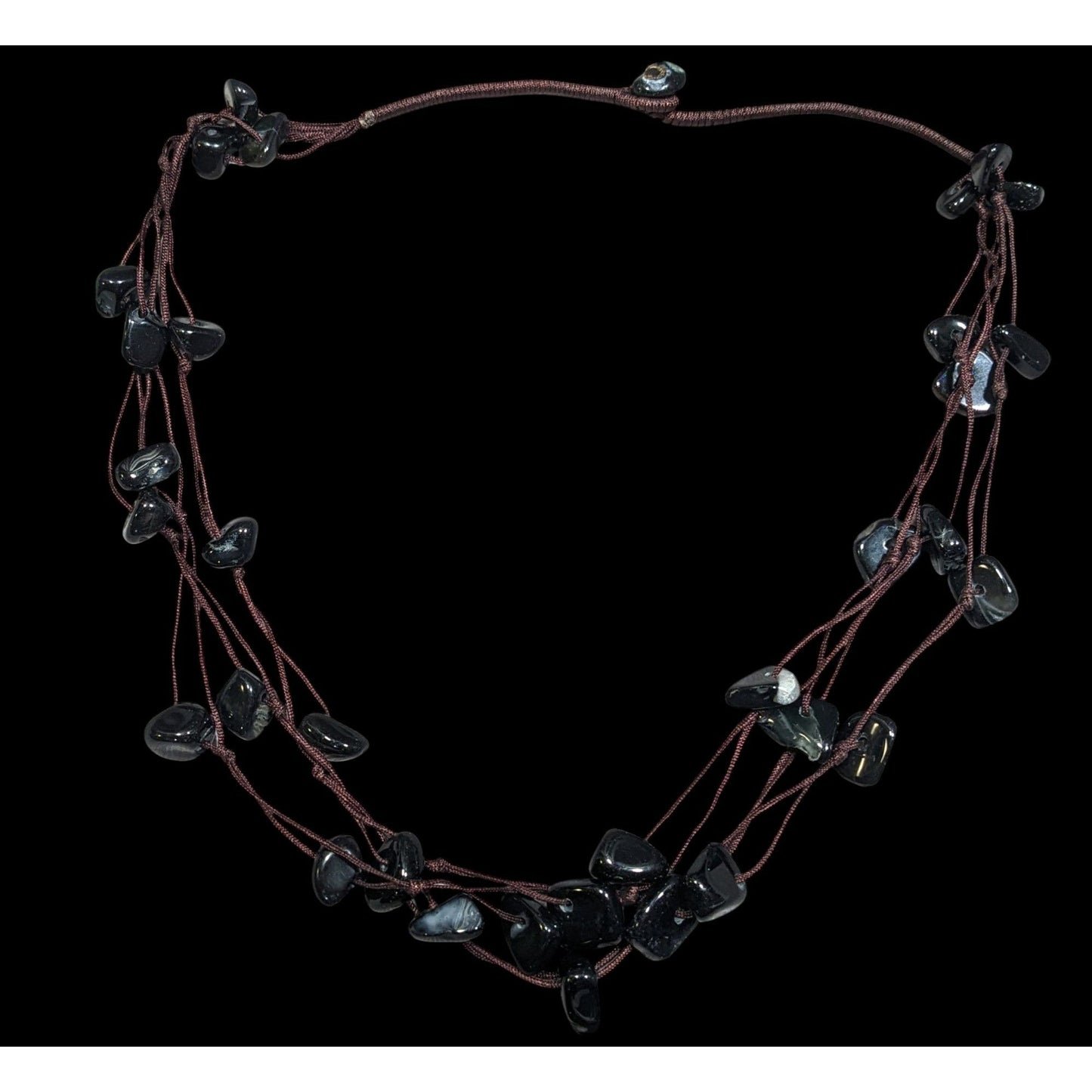 Nature Inspired Black Agate Beaded Multilayer Station Necklace