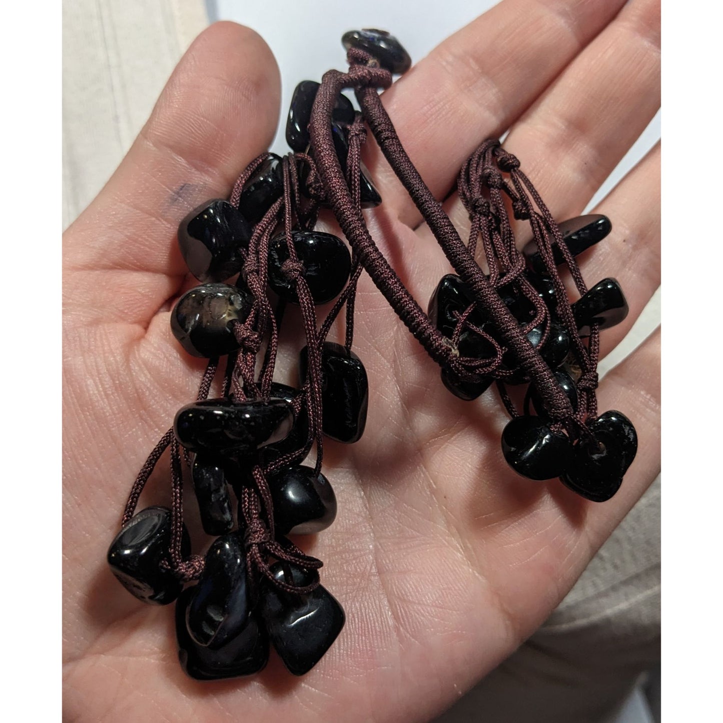 Nature Inspired Black Agate Beaded Multilayer Station Necklace