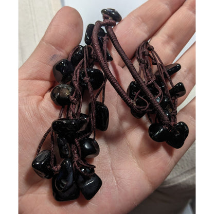 Nature Inspired Black Agate Beaded Multilayer Station Necklace