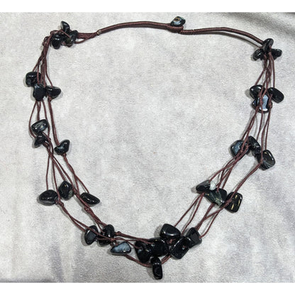 Nature Inspired Black Agate Beaded Multilayer Station Necklace