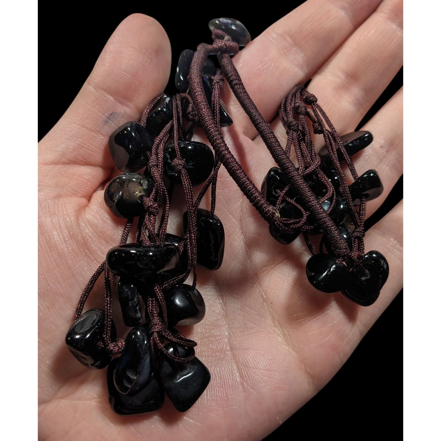Nature Inspired Black Agate Beaded Multilayer Station Necklace