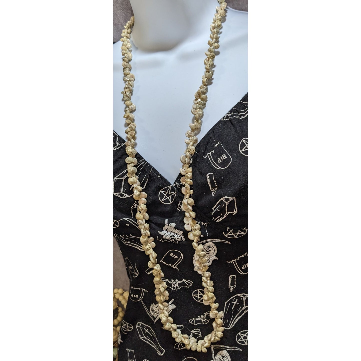 Long Whole Shell Necklace Natural Seashell Beach Boho Coastal Statement Jewelry