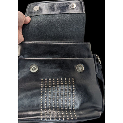 Depuis 1889 Paris France Souvenir Black Crossbody Bag With Studded Design Adjustable Strap & Magnetic Closure