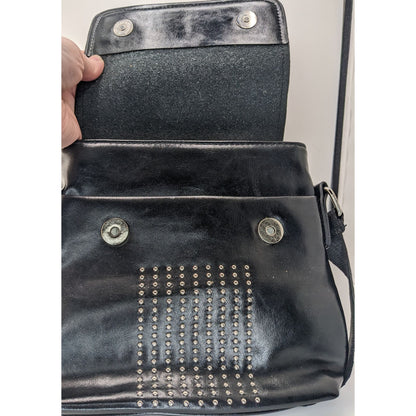 Depuis 1889 Paris France Souvenir Black Crossbody Bag With Studded Design Adjustable Strap & Magnetic Closure