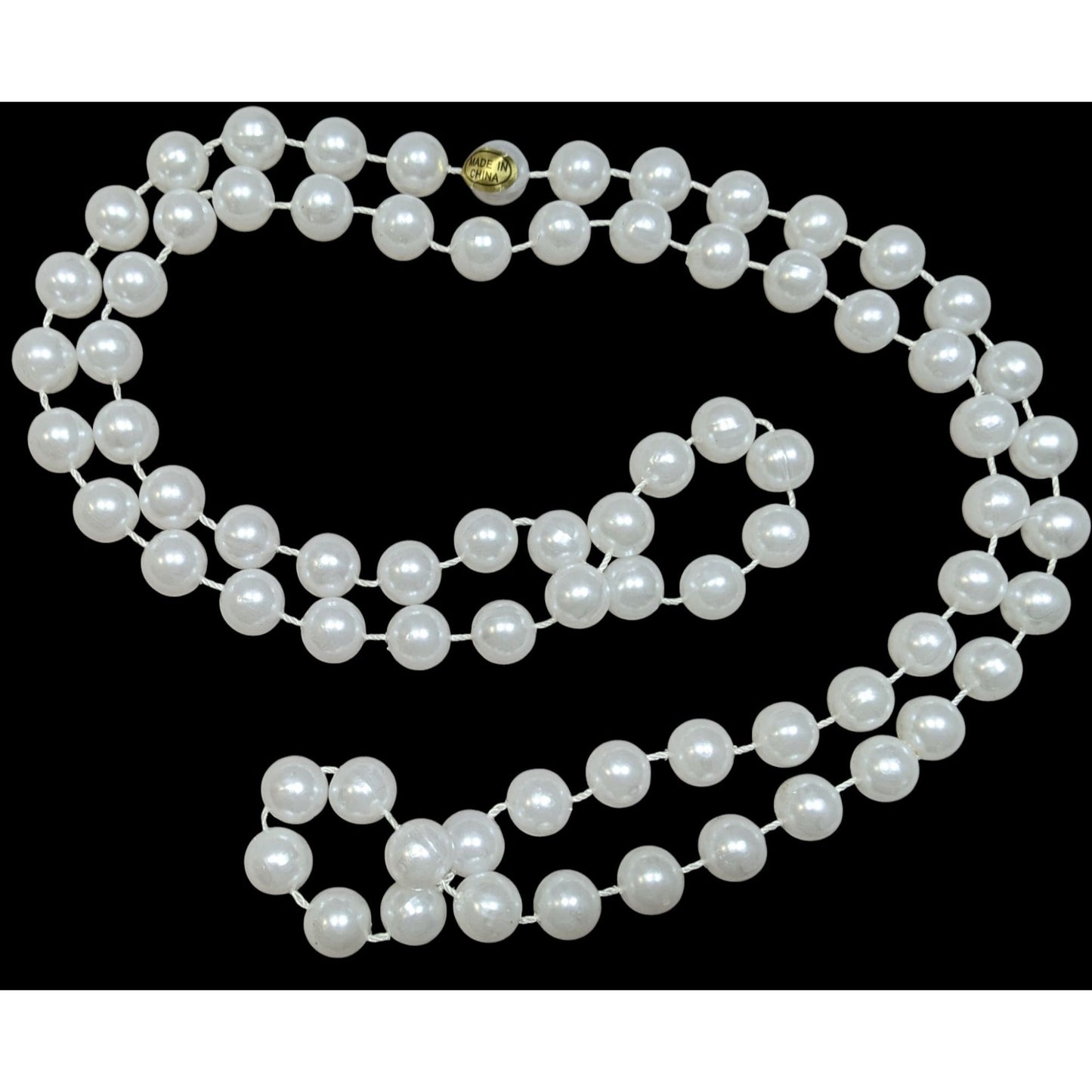 Long Classic White Faux Pearl Beaded Necklace