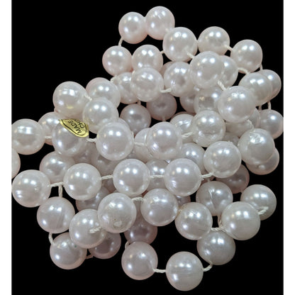 Long Classic White Faux Pearl Beaded Necklace
