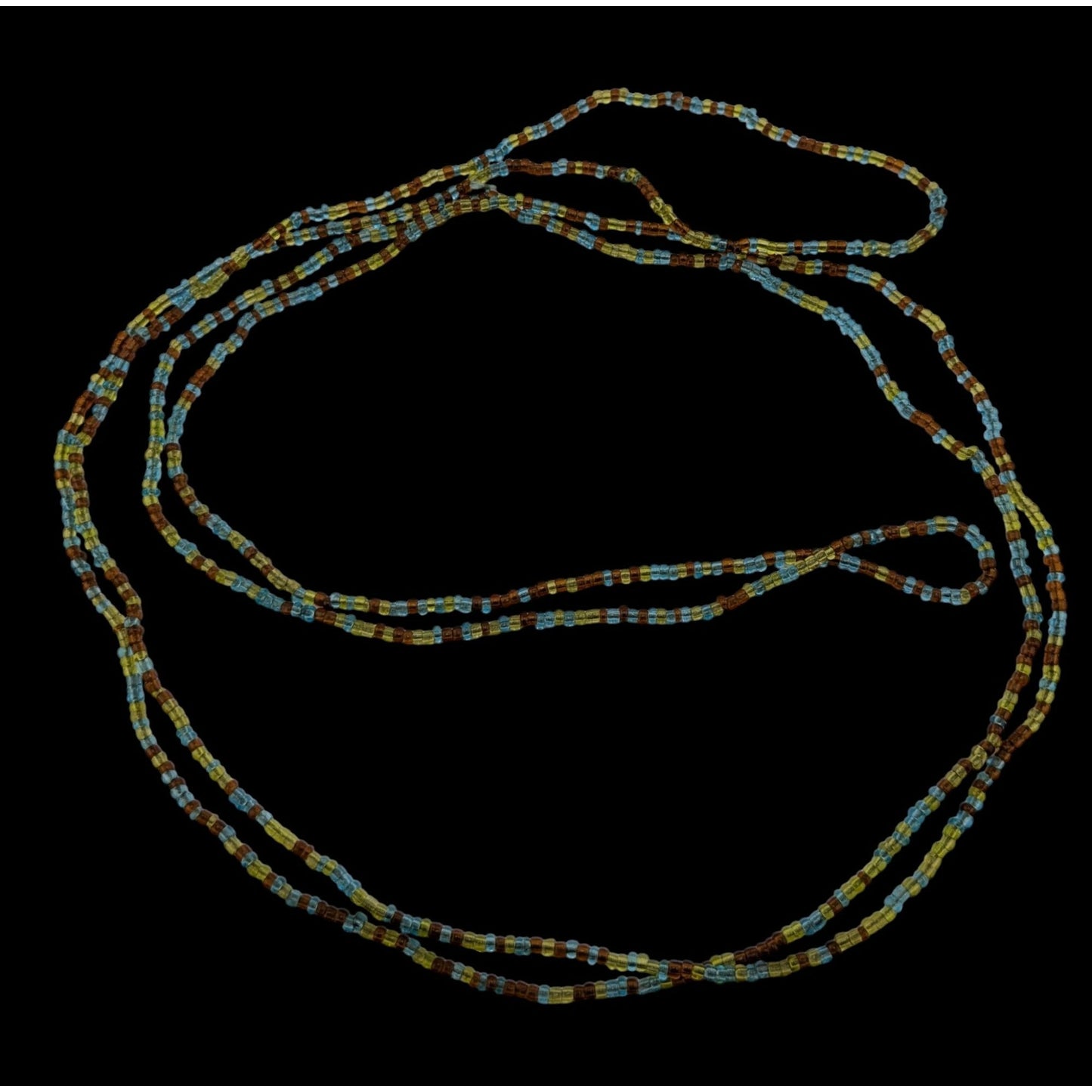 Earth Tone Glass Beaded Necklace 59 Inches Long
