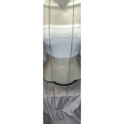 Earth Tone Glass Beaded Necklace 59 Inches Long