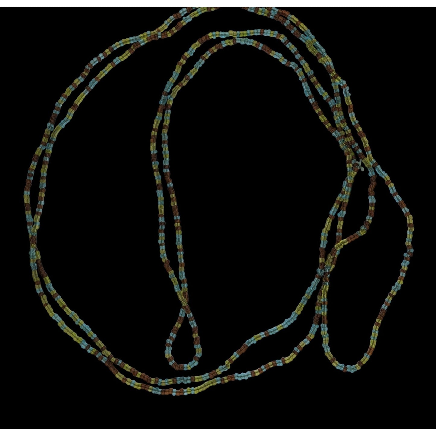 Earth Tone Glass Beaded Necklace 59 Inches Long