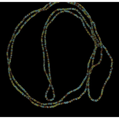 Earth Tone Glass Beaded Necklace 59 Inches Long