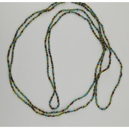 Earth Tone Glass Beaded Necklace 59 Inches Long