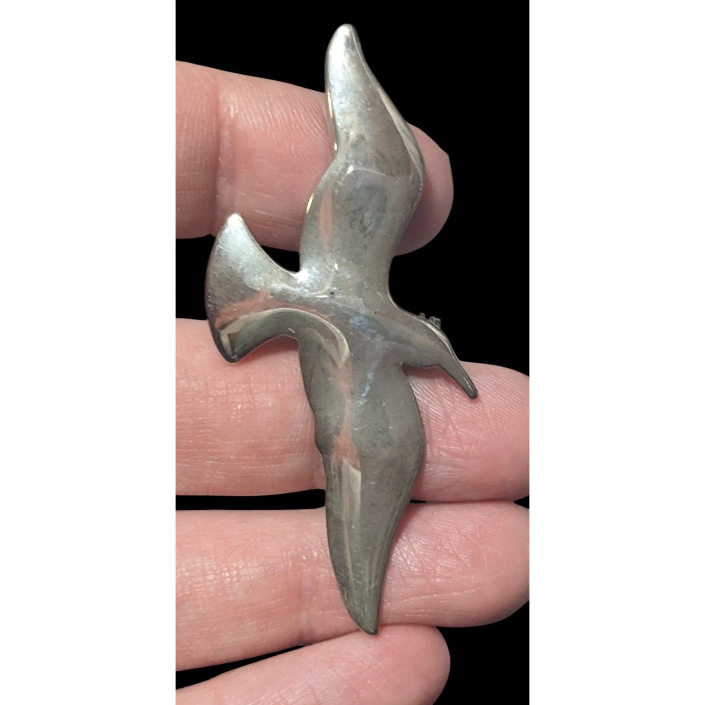 Vintage Seagull Shaped Silver Tone Brooch/Pendant