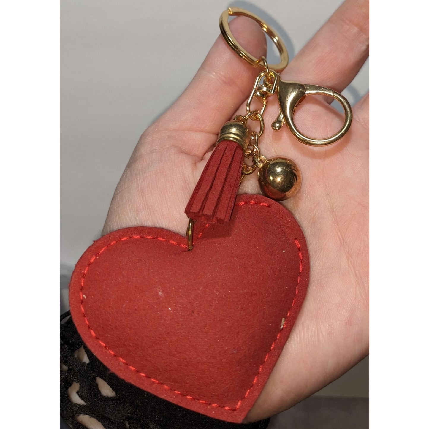 Rhinestone Heart "Faith" Keychain With Gold Accents & Tassel Charm