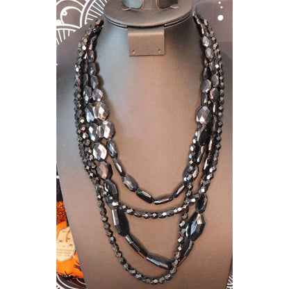 Glam Goth Chunky Beaded Multilayer Necklace