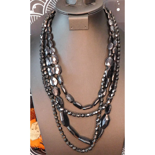 Glam Goth Chunky Beaded Multilayer Necklace