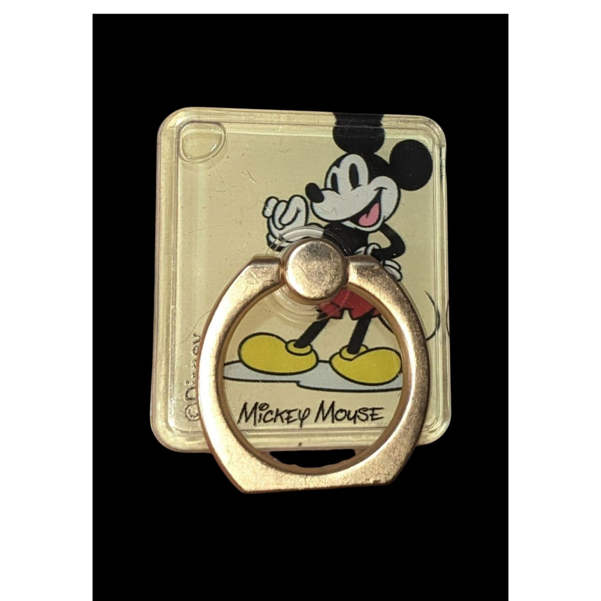 Disney Retro Mickey Mouse Gold Tone Phone Ring Grip 1 1/4 Inch Unused